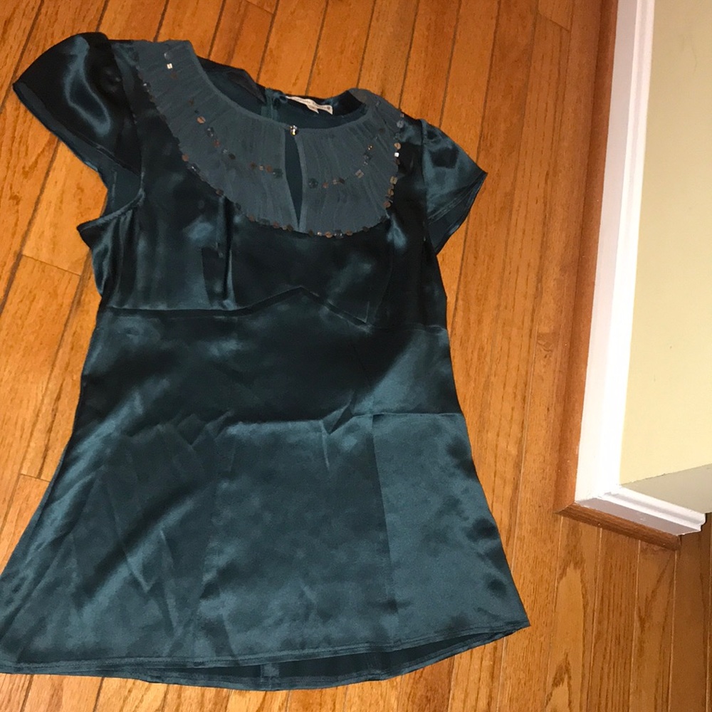 Nanette lepore green beaded top EUC size 8